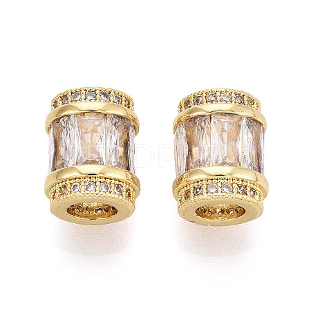 Brass Micro Pave Cubic Zirconia Beads X-KK-P237-02G-1