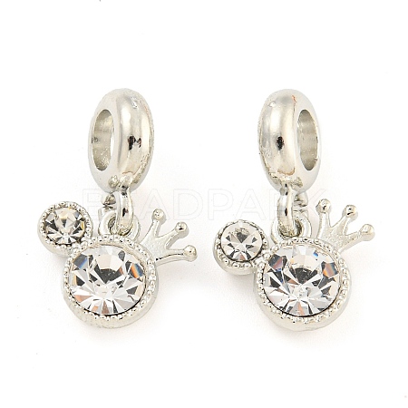 Rack Plating Alloy Pave Crystal Rhinestone Crown European Dangle Charms FIND-B034-16P-1