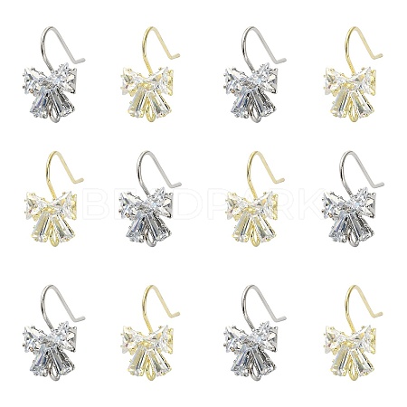 12Pcs 2 Colors Brass Micro Pave Clear Cubic Zirconia Earring Hooks ZIRC-SZ0003-13-1