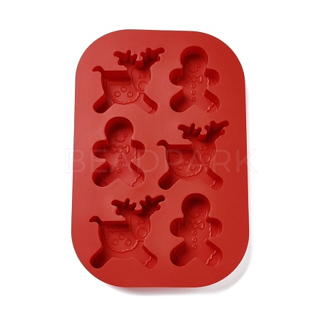 DIY Christmas Reindeer & Gingerbread Man Food Grade Silicone Molds DIY-G052-A03-1