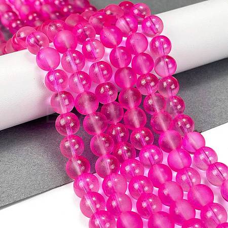 Frosted Transparent Glass Bead Strands X1-GLAA-P065-8mm-11-1