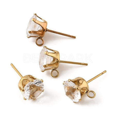 Ion Plating(IP) 304 Stainless Steel Stud Earring Findings STAS-M315-02G-04-1