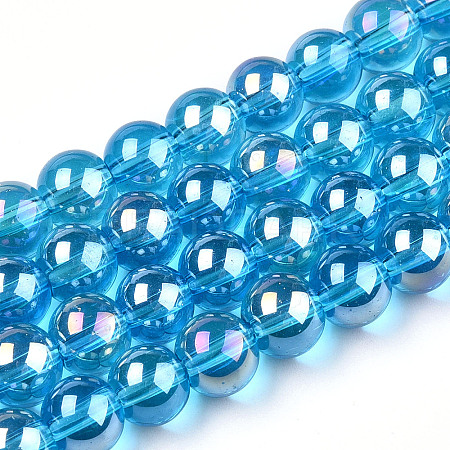 Electroplate Transparent Glass Beads Strands GLAA-T032-T8mm-AB06-1