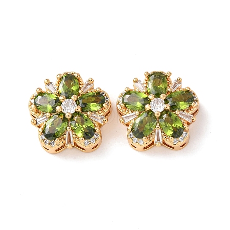 Brass Micro Pave Cubic Zirconia Beads KK-A284-19G-02-1
