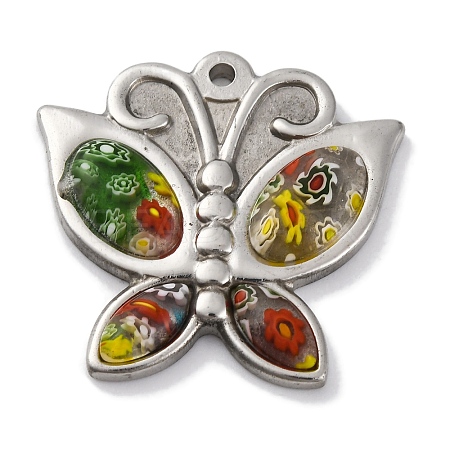 Handmade Millefiore Glass Pendants STAS-Q342-02P-1