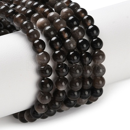 Natural Silver Obsidian Beads Strands G-S150-20A-4mm-1