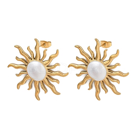 304 Stainless Steel Stud Earrings EJEW-A142-02A-G-1