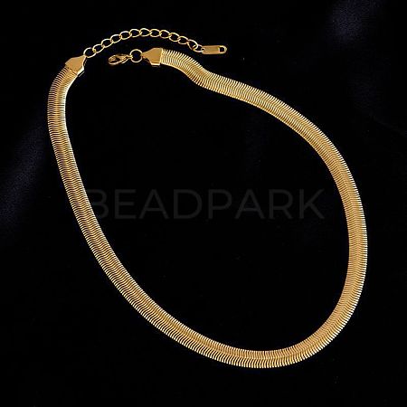 8MM 304 Stainless Steel Flat Snake Chain Necklaces WGEA08E-01-1