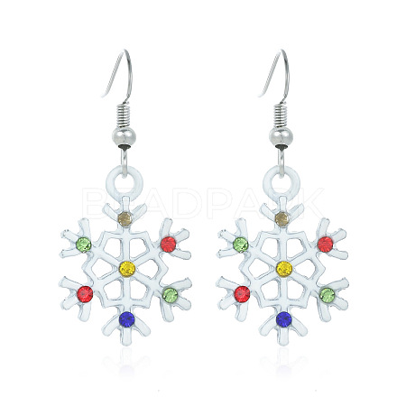 Snowflake Alloy Enamel Dangle Earrings FS-WGD9918-15-1