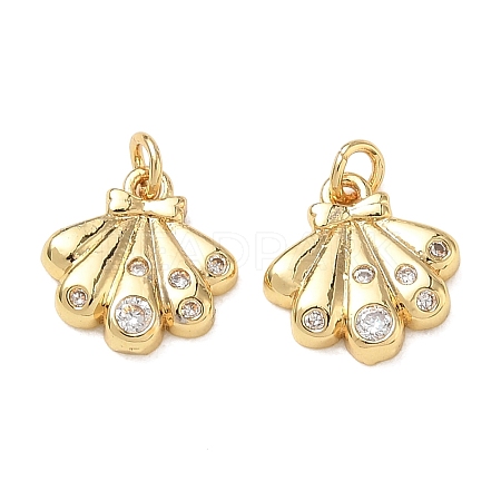 High Polished Ocean Brass Micro Pave Clear Cubic Zirconia Pendants CU-CBAF3CF-02K-01-1