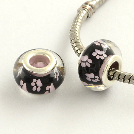 Large Hole Dog Paw Prints Pattern Resin European Beads OPDL-Q128-12I-1