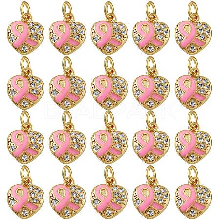 20Pcs Brass Micro Pave Clear Cubic Zirconia Charms KK-SZ0004-72-1