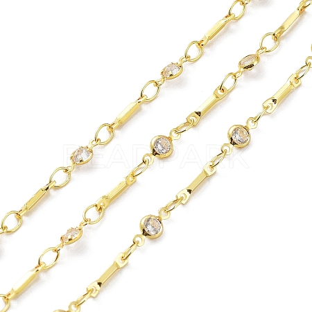 Real 18K Gold Plated Brass Flat Round & Bar Link Chains CHC-C001-08G-1