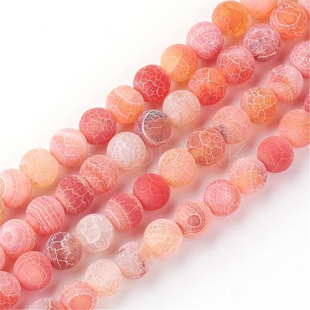 Natural Fire Crackle Agate Bead Strands G-S216-6mm-08-1