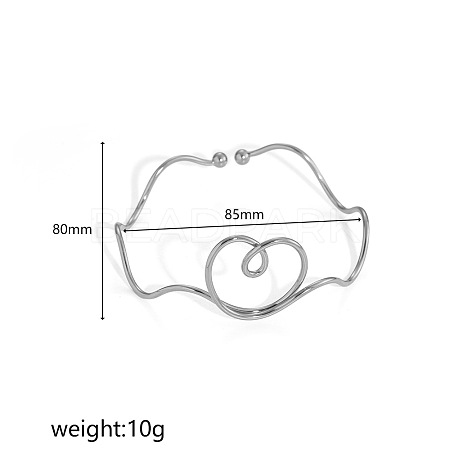 304 Stainless Steel Spiral Geometric Upper Arm Cuff Bangles for Women WGCF51B-08-1