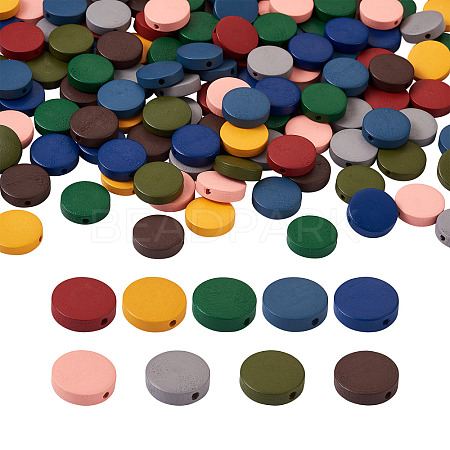 270Pcs 9 Colors Painted Natural Wood Beads WOOD-CD0001-26-1