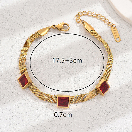Elegant 201 Stainless Steel Glass Wide Cuff Bracelet for Women GZ3704-2-1