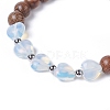 Heart Opalite Beads Stretch Bracelets BJEW-JB04841-04-2