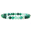 Natural Striped Agate/Banded Agate Round Beaded Stretch Bracelet SF8562-4-1