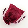 Polyester Imitation Burlap Packing Pouches Drawstring Bags ABAG-R004-14x10cm-06-2