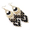 Bohemian Style Alloy Resin Moon with Teardrop Tassel Dangle Earrings FS-WG624F3-04-1