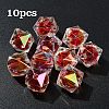 10Pcs Two Tone UV Plating Rainbow Iridescent Acrylic Beads TACR-YW0002-33E-1