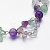 Natural Amethyst & Fluorite Beaded Tiered Necklaces NJEW-JN01707-3