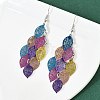 430 Stainless Steel Leaf Dangle Earrings EJEW-A137-06P-04-2
