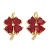Brass Micro Pave Cubic Zirconia with Glass Pendants CU-CBA6E4E-11G-2