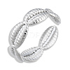 304 Stainless Steel Shell Wrap Open Cuff Ring for Women RJEW-N038-102P-1