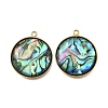304 Stainless Steel Pave Natural Paua Shell Pendants STAS-Z125-01G-G-1
