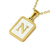Ion Plating(IP) Rectangle with Initial Letter 304 Stainless Steel Pendant Necklace NJEW-R265-04G-N-1