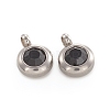 Trendy Original Color 304 Stainless Steel Grade A Rhinestone Flat Round Charm Pendants RB-M030-06H-1