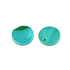 Spray Painted Natural Freshwater Shell Flat Round Charms SHEL-N036-09-2