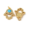 Brass Pendants Micro Pave Cubic Zirconia with Synthetic Opal KK-K356-08G-2