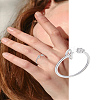 1Pc Letter Brass Rhinestone Open Cuff Rings for Women AJEW-LP0004-47I-S-1
