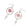 Natural Green Jade & Alloy Pendant Dangle Earrings EJEW-TA00818-03-4