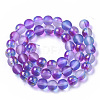 Frosted Spray Painted Glass Beads Strands X-GLAA-N035-03C-C03-2