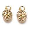Brass Micro Pave Clear Cubic Zirconia Charms ZIRC-C020-56G-2