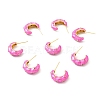 Enamel Moon Stud Earrings with Cubic Zirconia EJEW-F281-20G-1