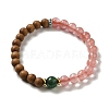 6mm Round Sandalwood and Cherry Quartz Glass Beaded Stretch Bracelets BJEW-B080-09B-1