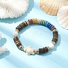 Dyed Natural Lava Rock & Coconut & Synthetic Turquoise Beaded Stretch Bracelet BJEW-JB10061-02-2