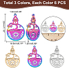 DICOSMETIC 18Pcs 3 Colors 304 Stainless Steel Pendant STAS-DC0012-34-2