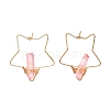 Electroplated Natural Quartz Wire Wrapped Earrings for Girl Women EJEW-JE04648-01-3