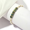 Natural Pearl & Malachite Beaded Bracelets BJEW-K238-01G-2