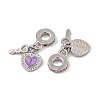 Rack Plating Alloy Light Rose Rhinestone European Dangle Charms FIND-C055-27P-02-2