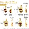 4Pcs 4 Styles Brass & Glass Pendants KK-FS0001-83-4