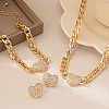 Heart Alloy Crystal Rhinestone Chain Necklaces & Stud Earrings & Link Bracelets Sets FS-WGBF8A8-01-3