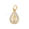 Brass Micro Pave Clear Cubic Zirconia Pendants KK-E111-31G-G-1