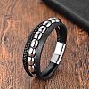 Imitation Leather Triple Layer Multi-strand Bracelets PW-WG04799-02-3